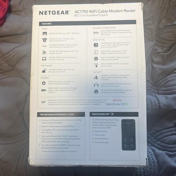 Netgear AC1750 WiFi Cable Modem Router - Picture 3 of 4
